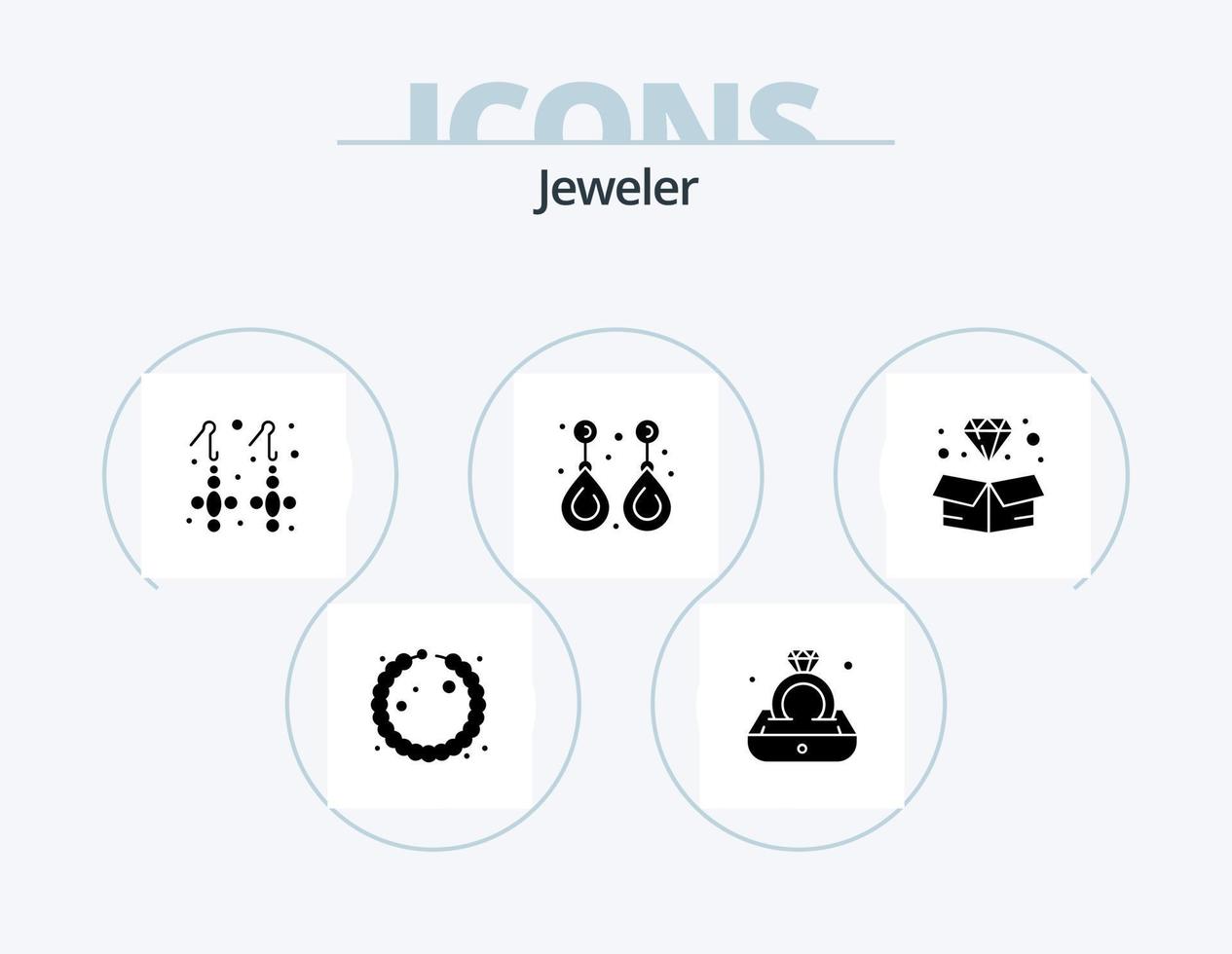 paquete de iconos de glifo de joyería 5 diseño de iconos. diamante. valioso. moda. joyas. moda vector