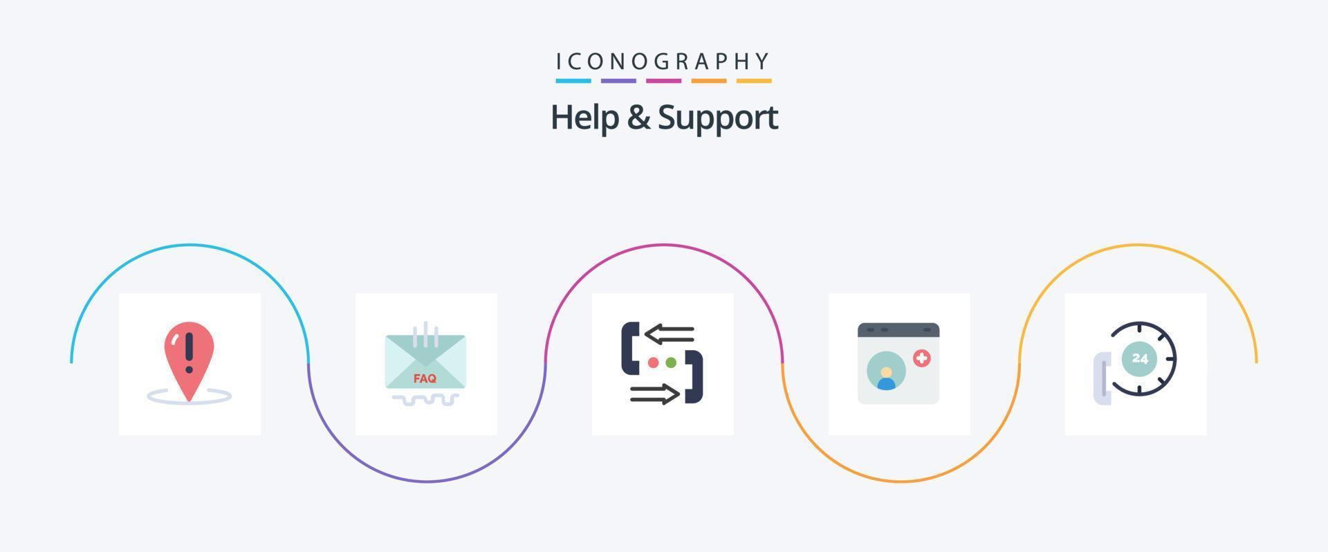 Help And Support Flat 5 Icon Pack Including help. browser. help. phone. contact vector