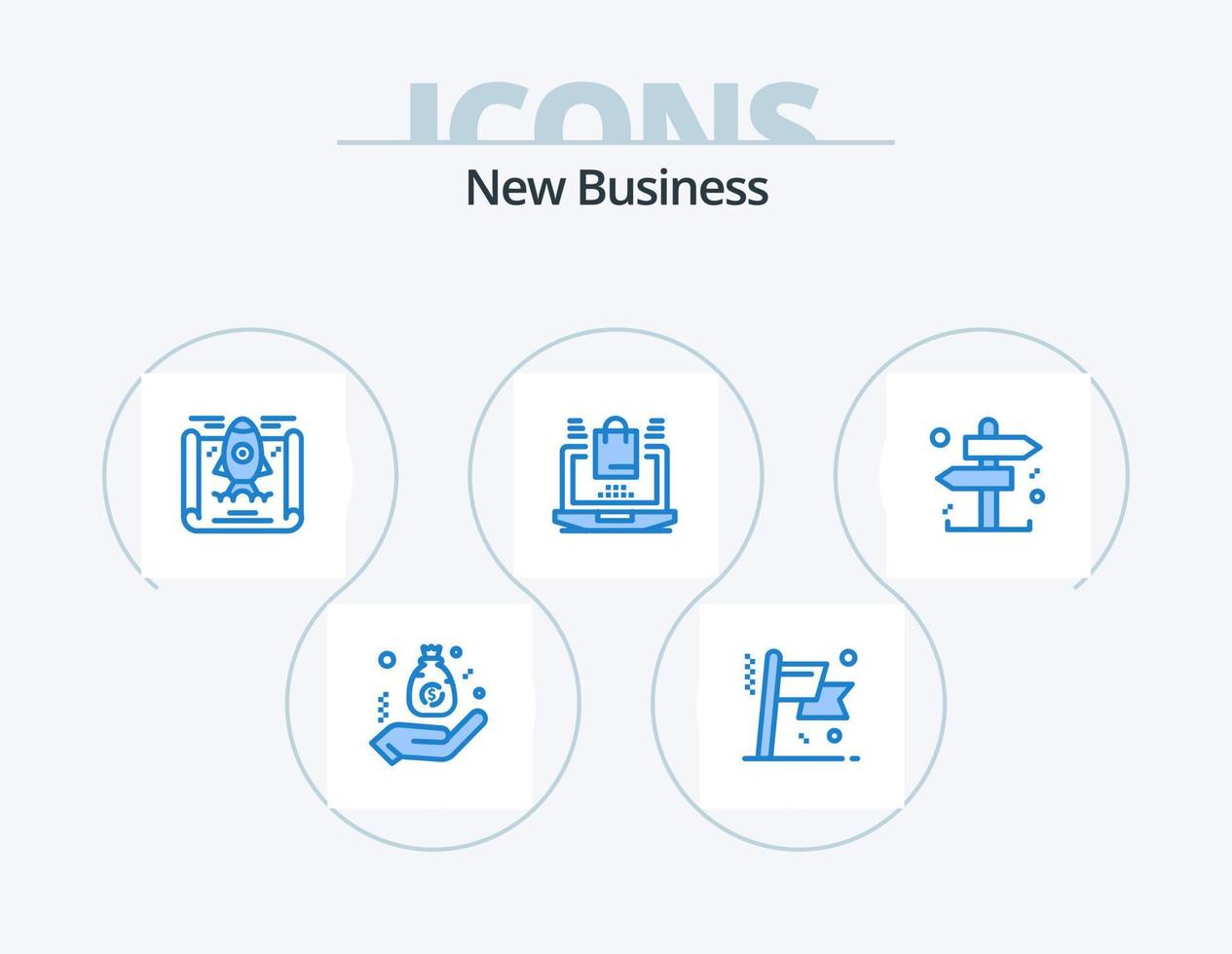 New Business Blue Icon Pack 5 Icon Design. decision. shopping. success. online. business vector