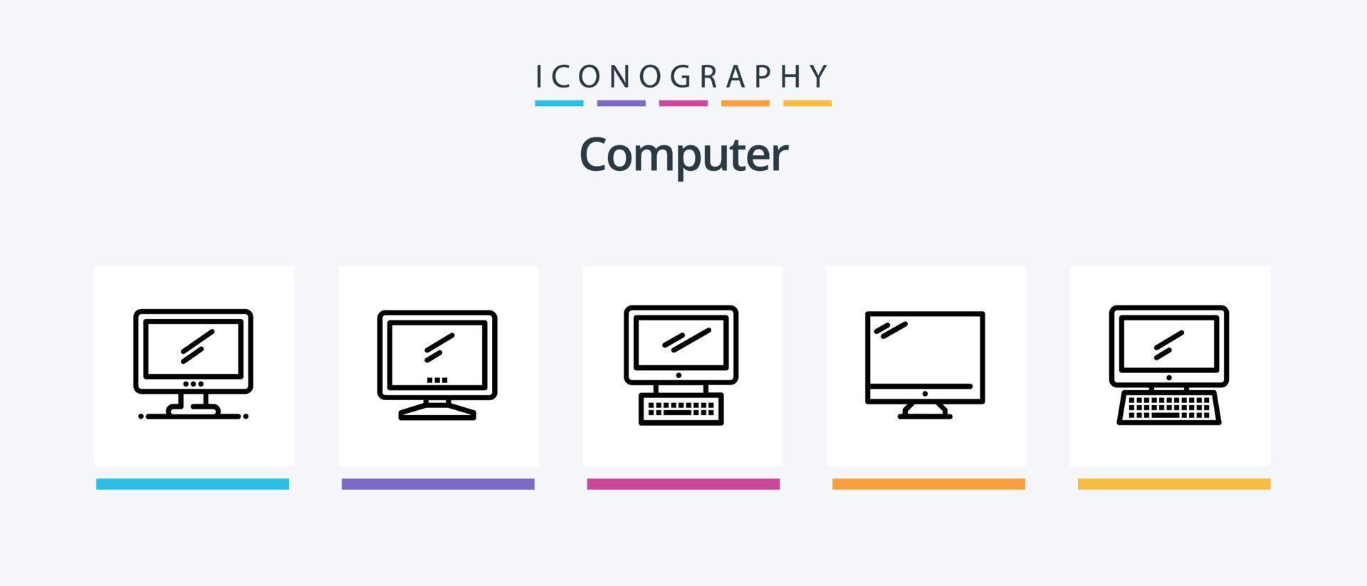 paquete de iconos de línea de computadora 5 que incluye .. diseño de iconos creativos vector