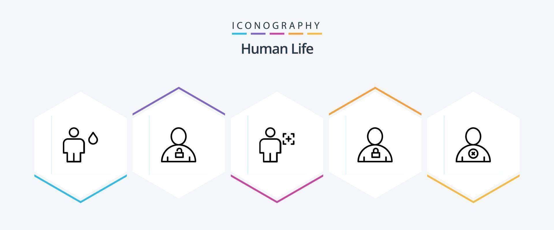 paquete de iconos humanos de 25 líneas, incluido humano. avatar. candado. reconocimiento. humano vector