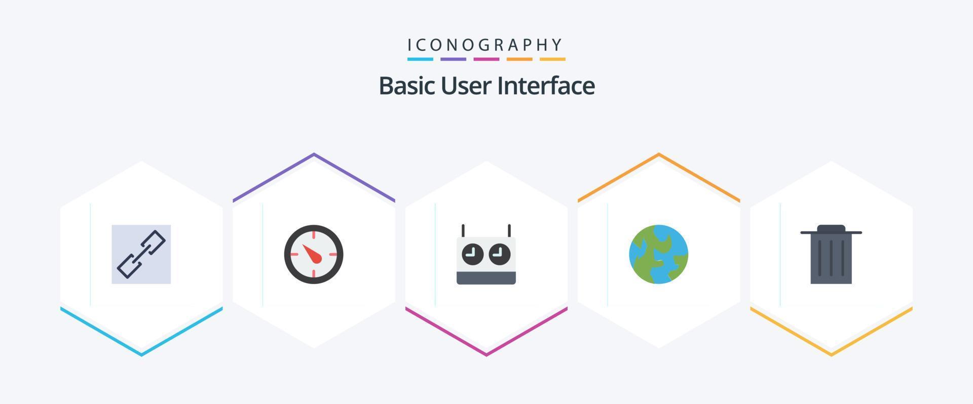 Basic 25 Flat icon pack including . . timer. trash. delete vector