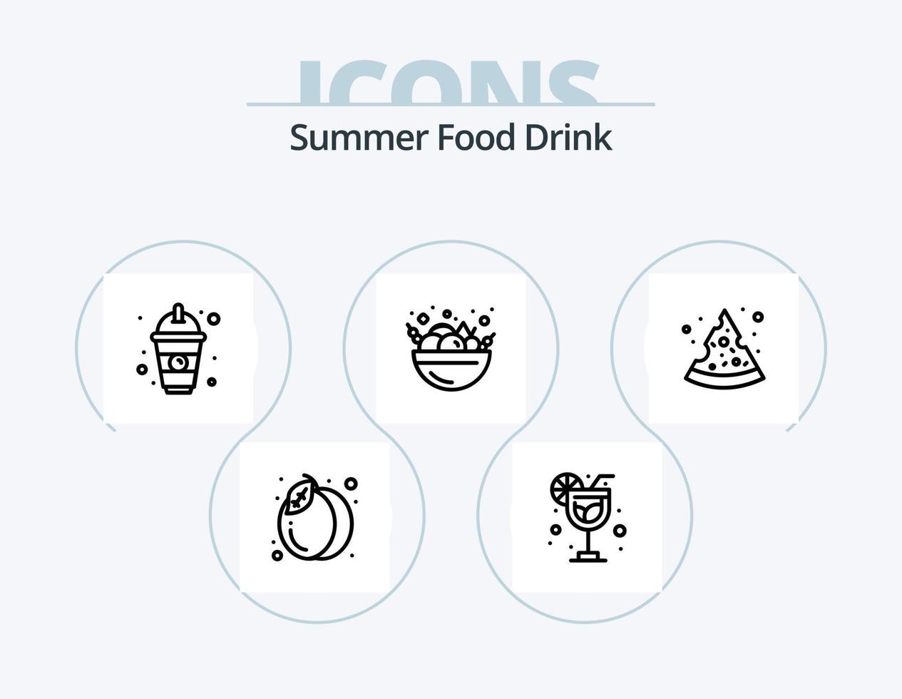 paquete de iconos de línea de bebida de comida de verano 5 diseño de iconos. alimento. botella. alimento. agua. alimento vector
