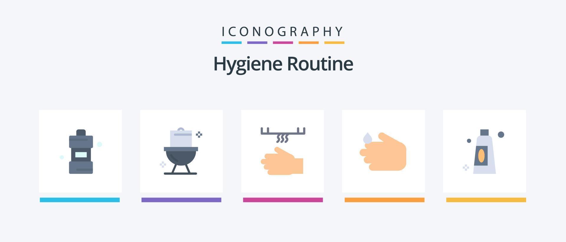 Hygiene Routine Flat 5 Icon Pack Including cream. soap. bath. hand. hand. Creative Icons Design vector