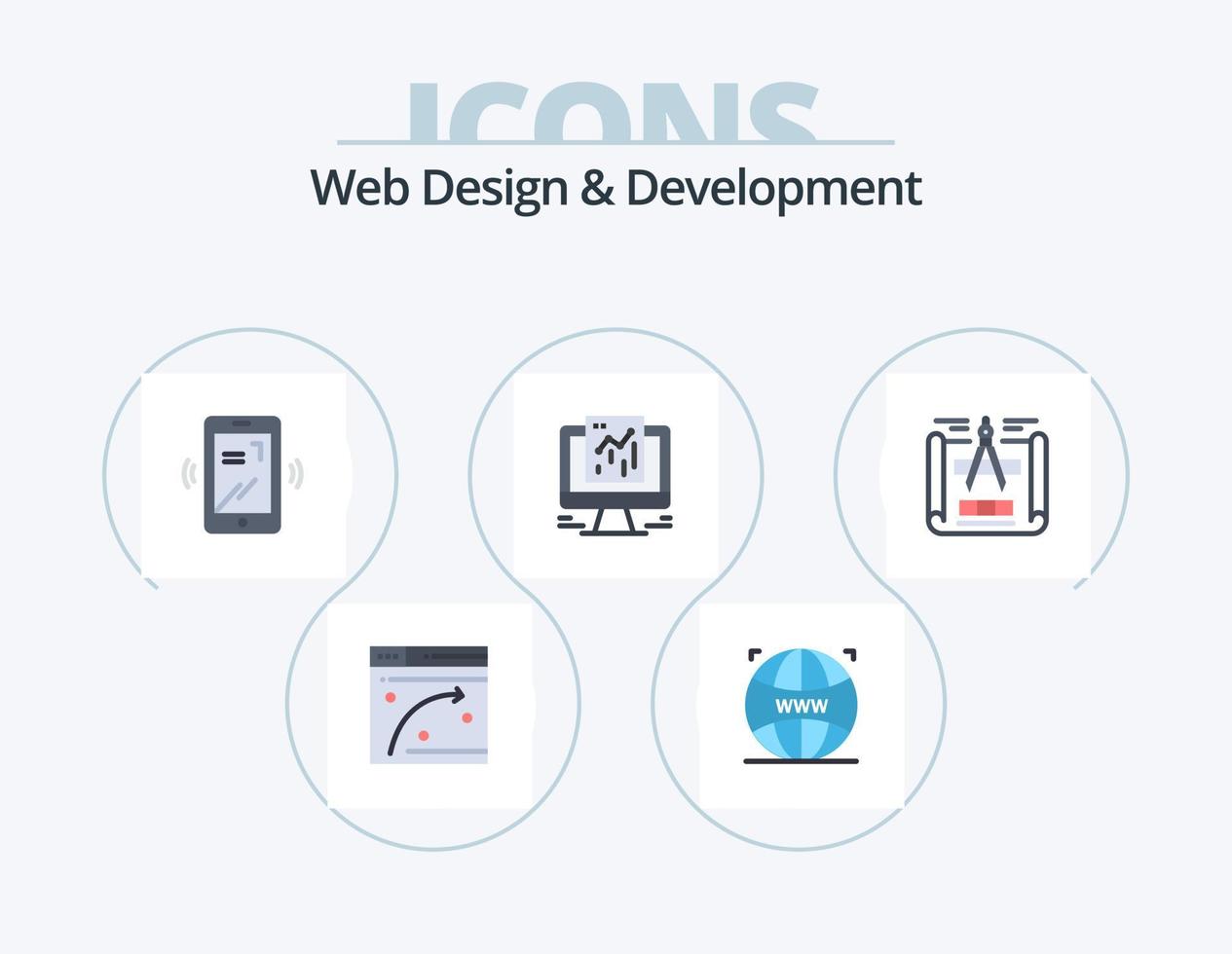Web Design And Development Flat Icon Pack 5 Icon Design. sketch. blueprint. mobile. web. data vector