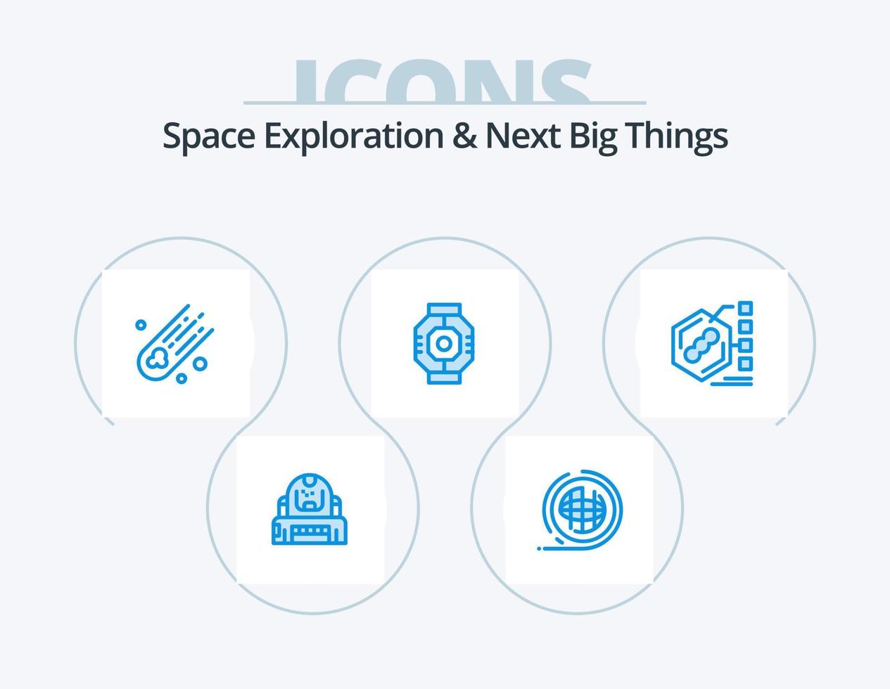 Space Exploration And Next Big Things Blue Icon Pack 5 Icon Design. pod. component. shaping. capsule. space vector