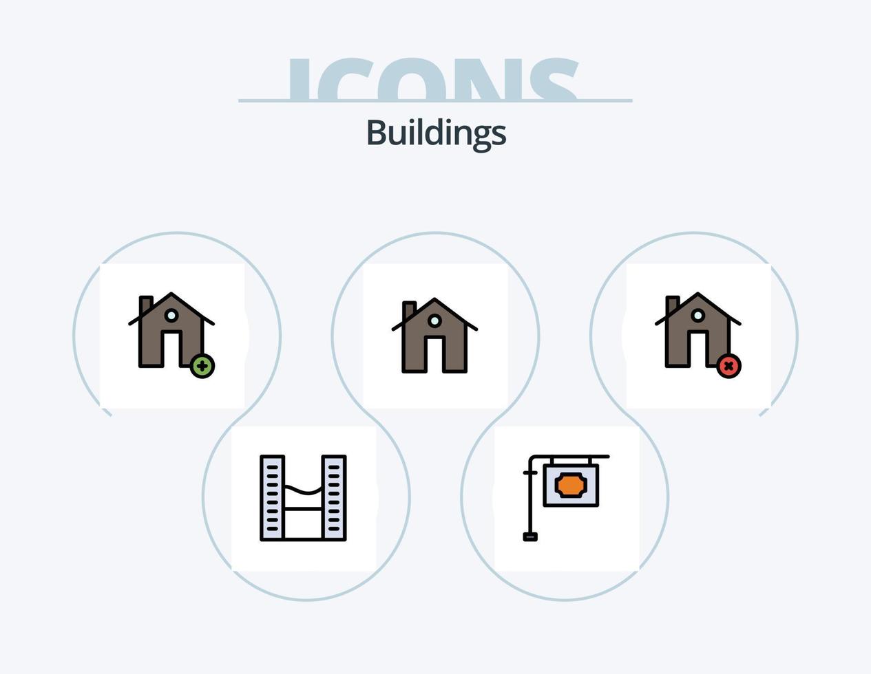 Buildings Line Filled Icon Pack 5 Icon Design. home gate. gate. corporation. door. sign vector