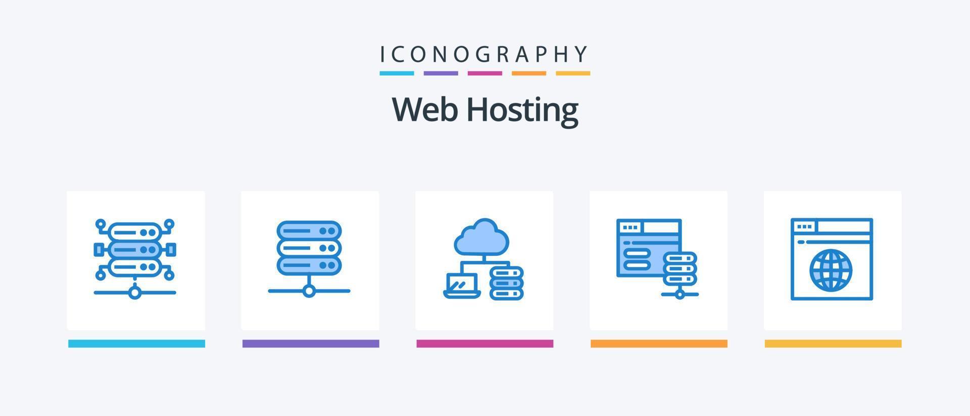 Web Hosting Blue 5 Icon Pack Including . server. server. Creative Icons Design vector