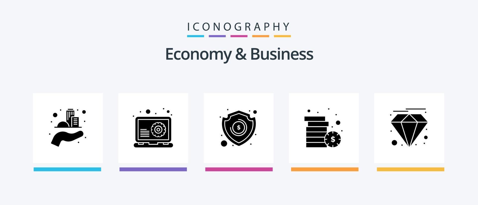 Economy And Business Glyph 5 Icon Pack Including premium. money. money. cash. Creative Icons Design vector