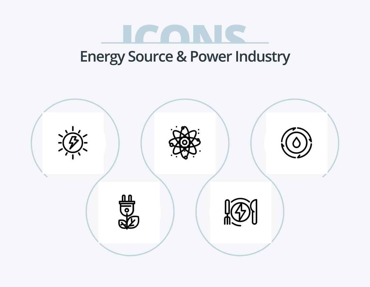 Energy Source And Power Industry Line Icon Pack 5 Icon Design. acumulator. plant. biomass. friendly. cycle vector
