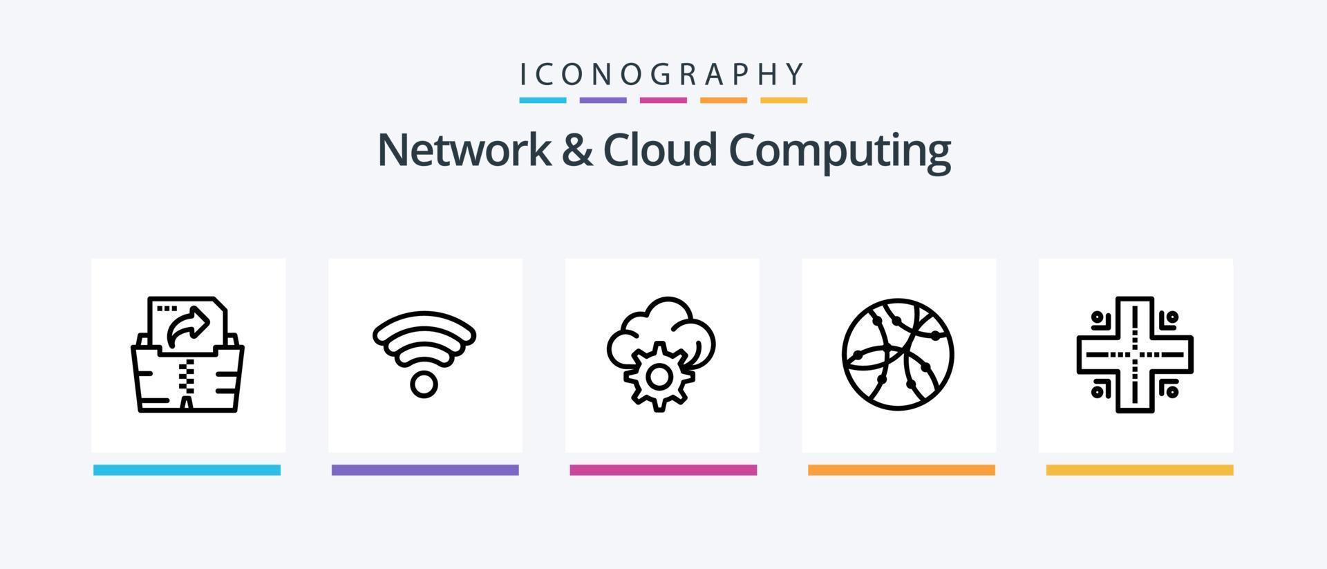 Network And Cloud Computing Line 5 Icon Pack Including storage. data. electronic. computing. network. Creative Icons Design vector