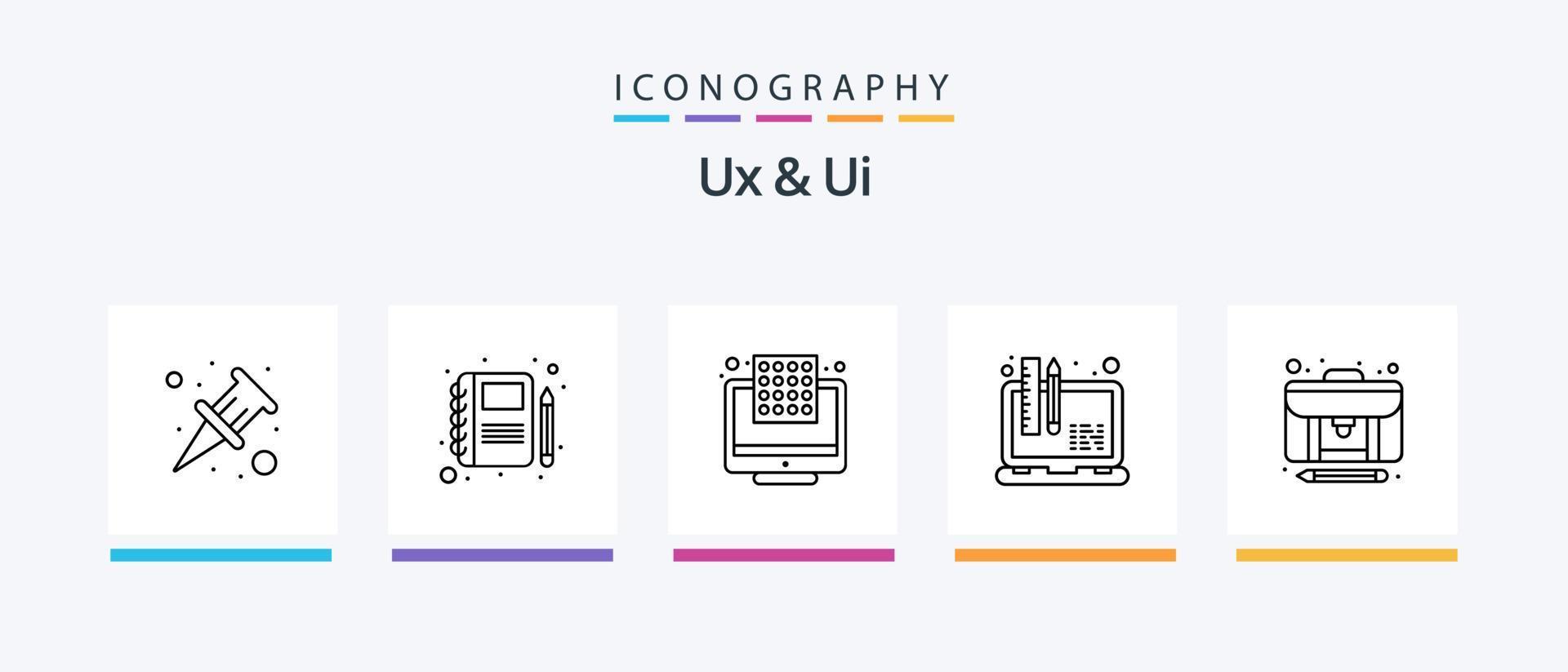 Ux And Ui Line 5 Icon Pack Including site map. map. creative. star. rating. Creative Icons Design vector