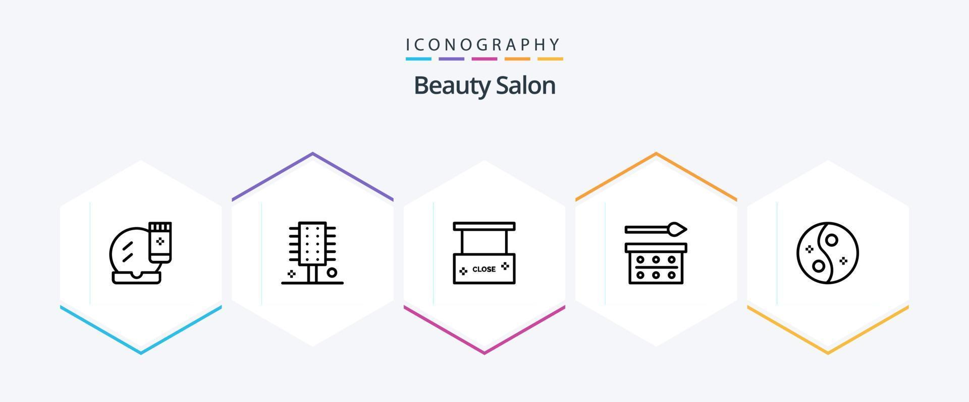 Beauty Salon 25 Line icon pack including eye shadow. eye paint. hairstyle. eye makeup. close vector