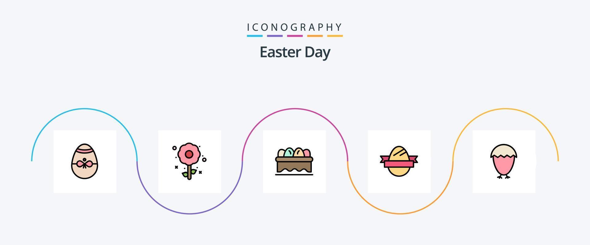 Easter Line Filled Flat 5 Icon Pack Including easter. holidays. holiday. holiday. easter egg vector