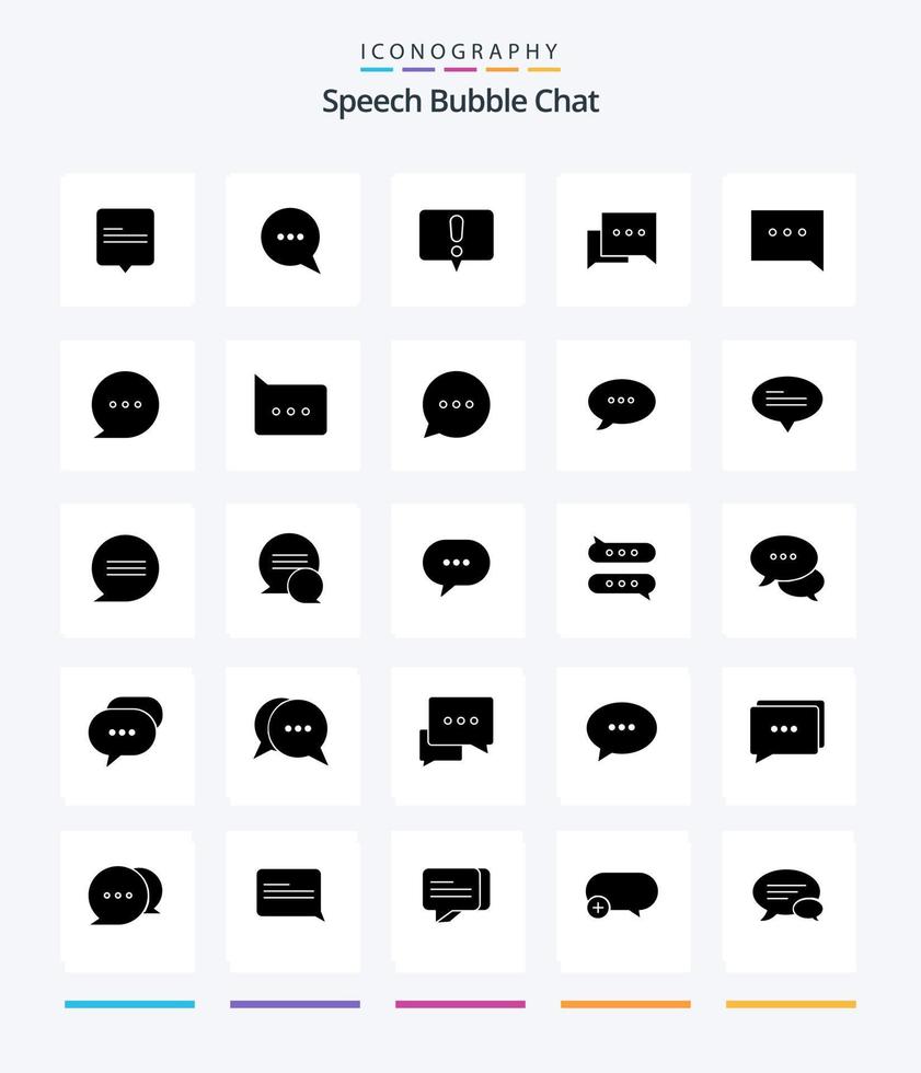 chat creativo paquete de iconos negros sólidos de 25 glifos, como chat. burbuja. comentario. mensaje. charlar vector