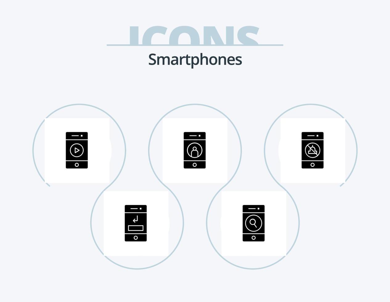 smartphones glyph icon pack 5 diseño de iconos. teléfono. medios de comunicación. web. amigo. vocero vector