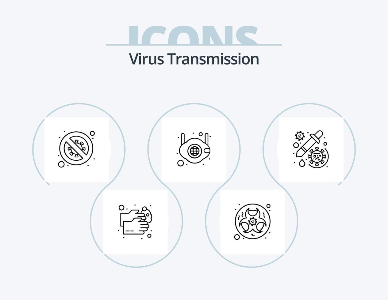 paquete de iconos de línea de transmisión de virus 5 diseño de iconos. proteccion. bacteriano. libro de medicina manual vector