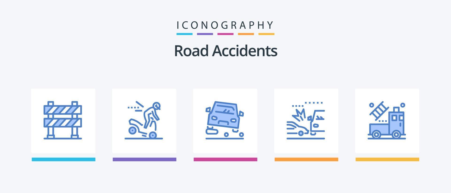 Road Accidents Blue 5 Icon Pack Including car. cars. road. car. jam. Creative Icons Design vector