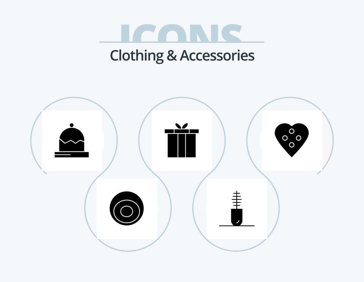 ropa y accesorios glyph icon pack 5 diseño de iconos. botón de vestir regalo. Navidad. Navidad. accesorios vector