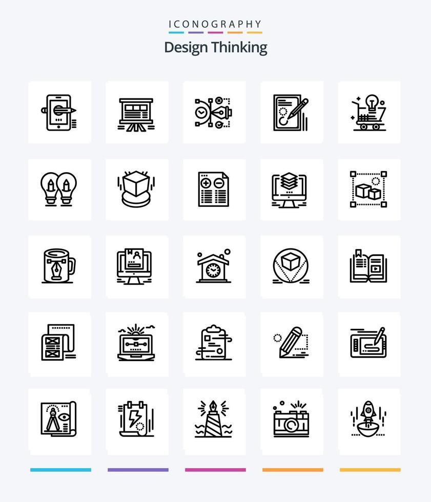 Creative Design Thinking 25 OutLine icon pack  Such As document. edit. chart. editable. art vector