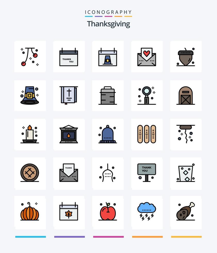 Creative Thanks Giving 25 Line FIlled icon pack  Such As mail. love. thanksgiving. heart. holiday vector