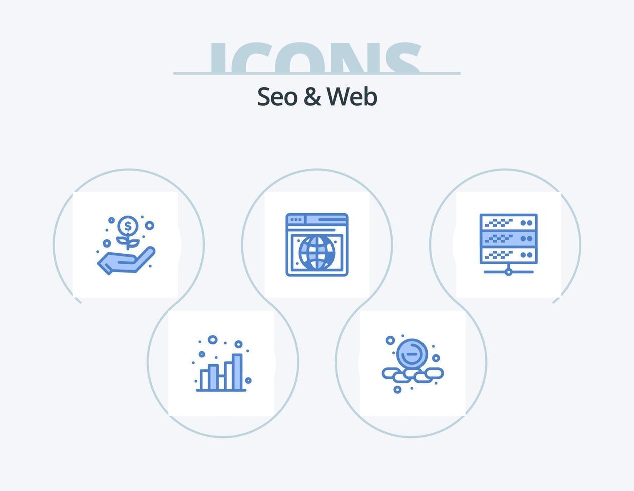 Seo and Web Blue Icon Pack 5 Icon Design. web. network server. hand. hosting. web vector