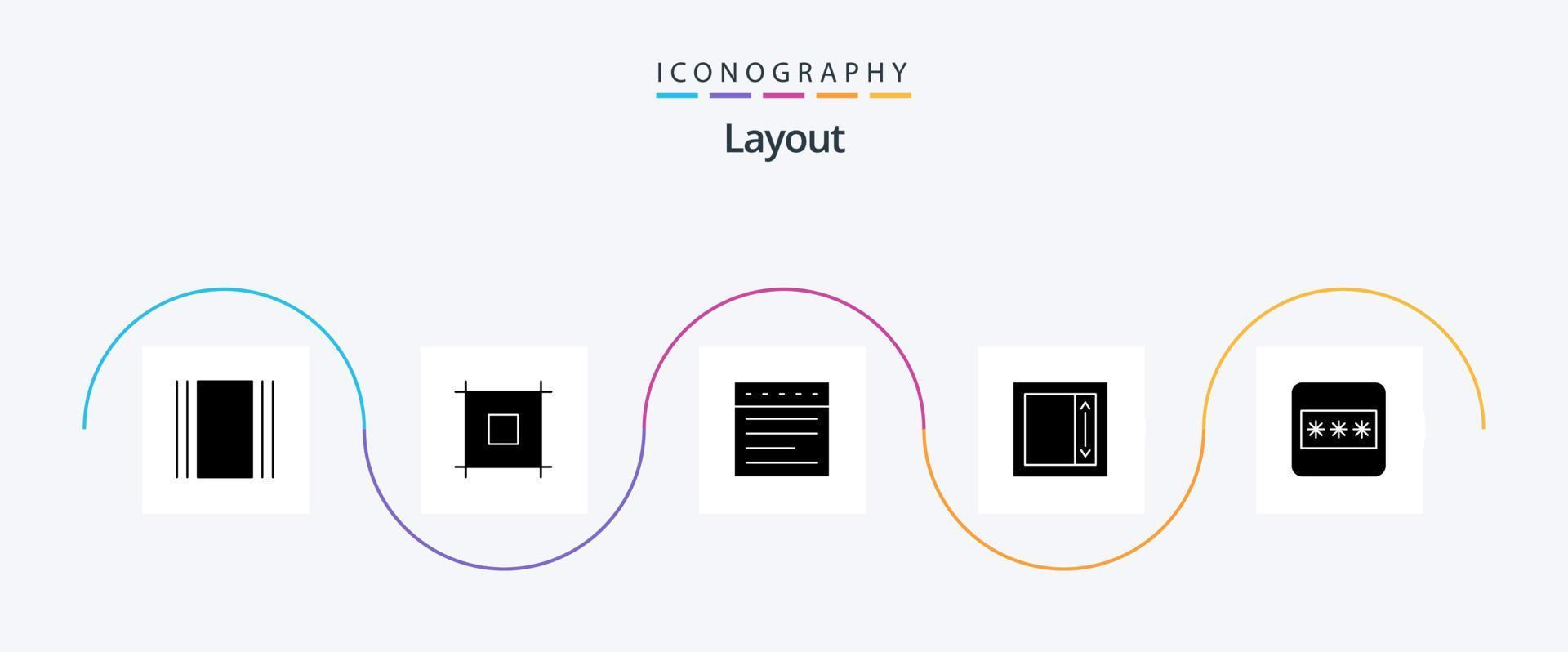 Layout Glyph 5 Icon Pack Including . password. web. layout. layout vector