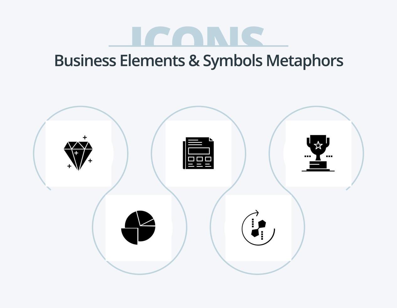 Business Elements And Symbols Metaphors Glyph Icon Pack 5 Icon Design. cup. sheet. joint. paper. prize vector