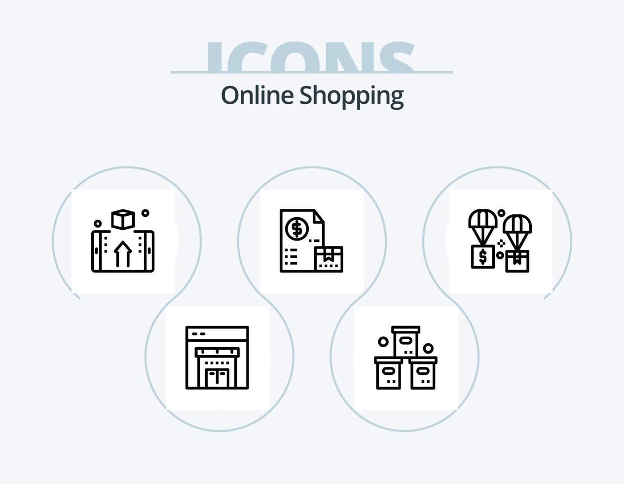 Online Shopping Line Icon Pack 5 Icon Design. shop. mobile. shop. store. online vector