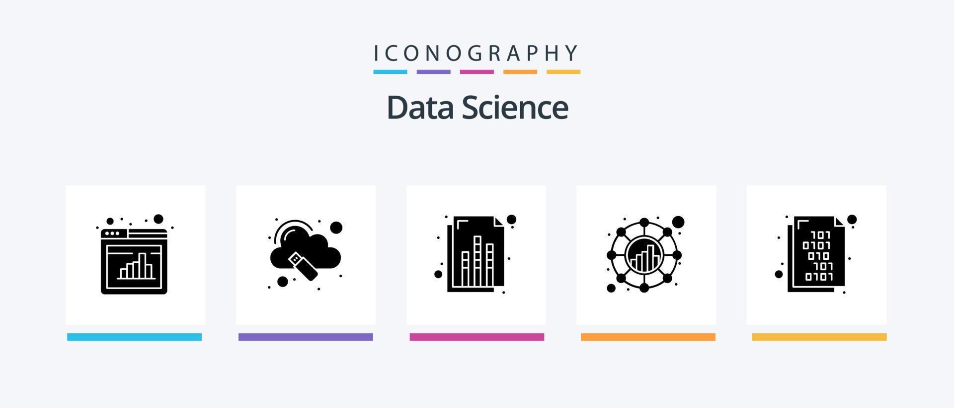 Data Science Glyph 5 Icon Pack Including binary code. network. analytics. consult. communication. Creative Icons Design vector