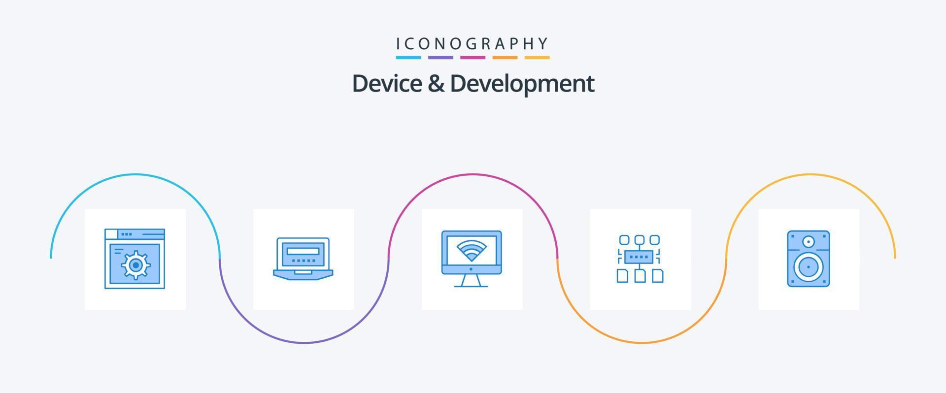 Device And Development Blue 5 Icon Pack Including loud. document. computer. user. algorithm vector