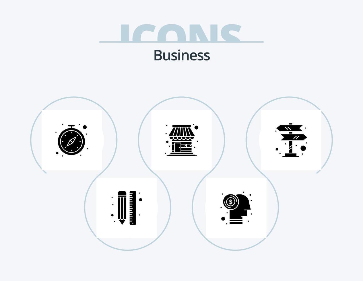 paquete de iconos de glifos de negocios 5 diseño de iconos. direcciones. almacenar. inversión. comercio. mirar vector