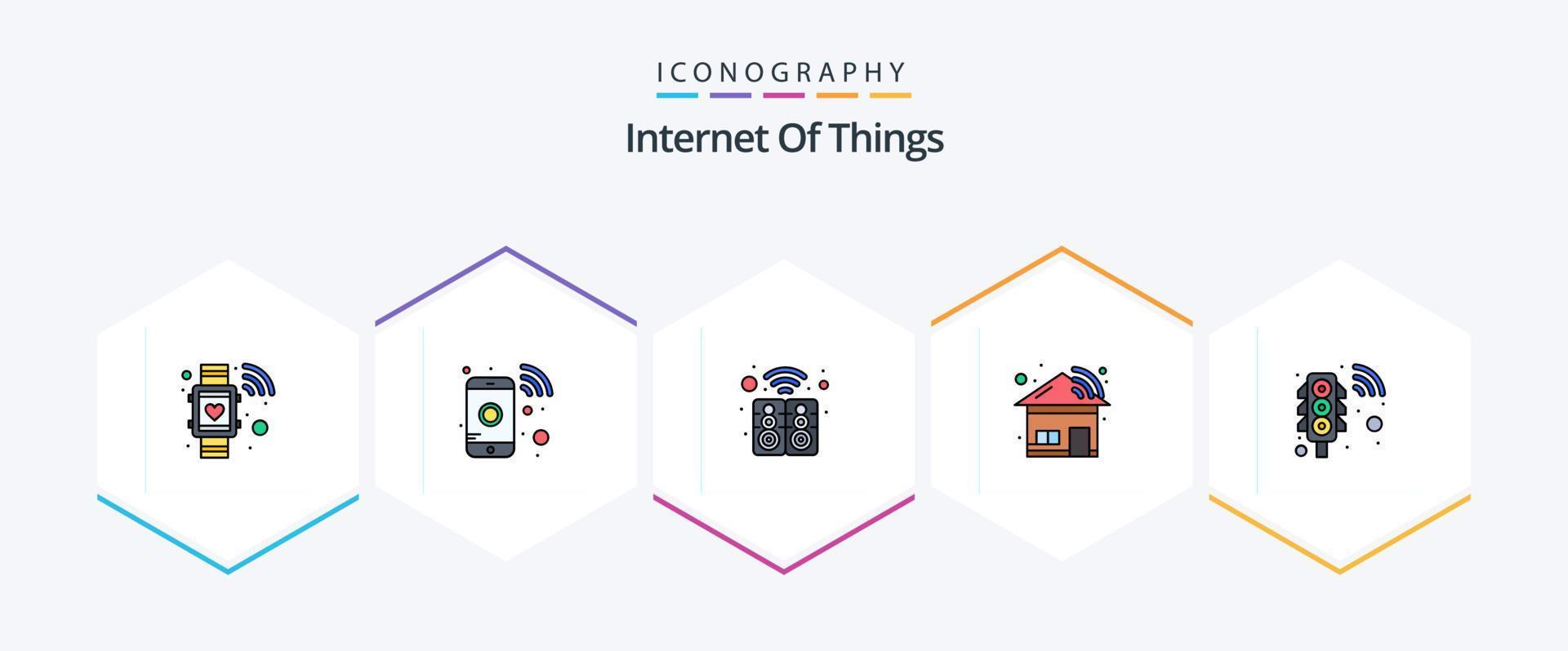 internet de las cosas paquete de iconos de 25 líneas completas que incluye señal. elegante. electrónico. casa. tecnología vector