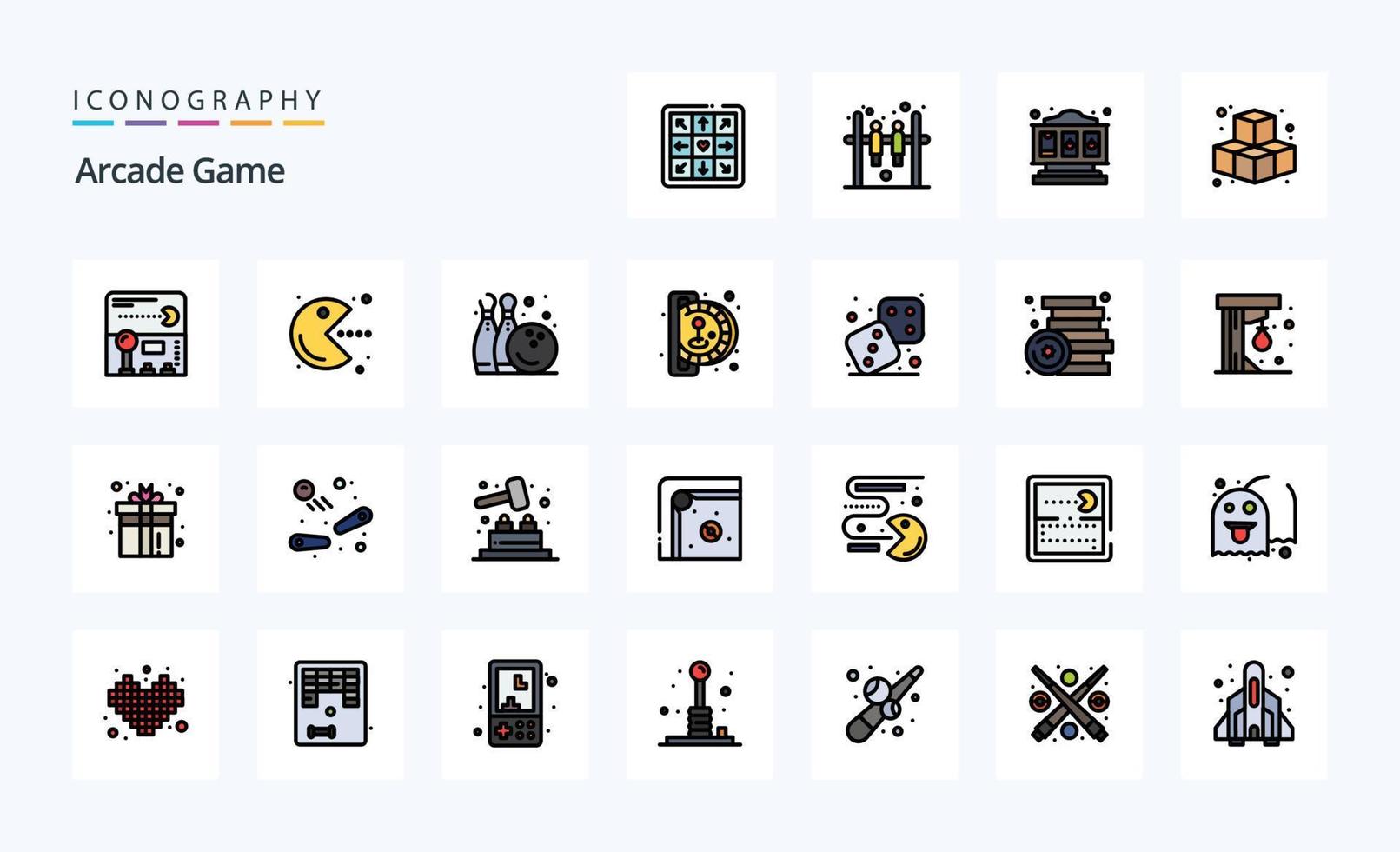 25 Arcade Line Filled Style icon pack vector