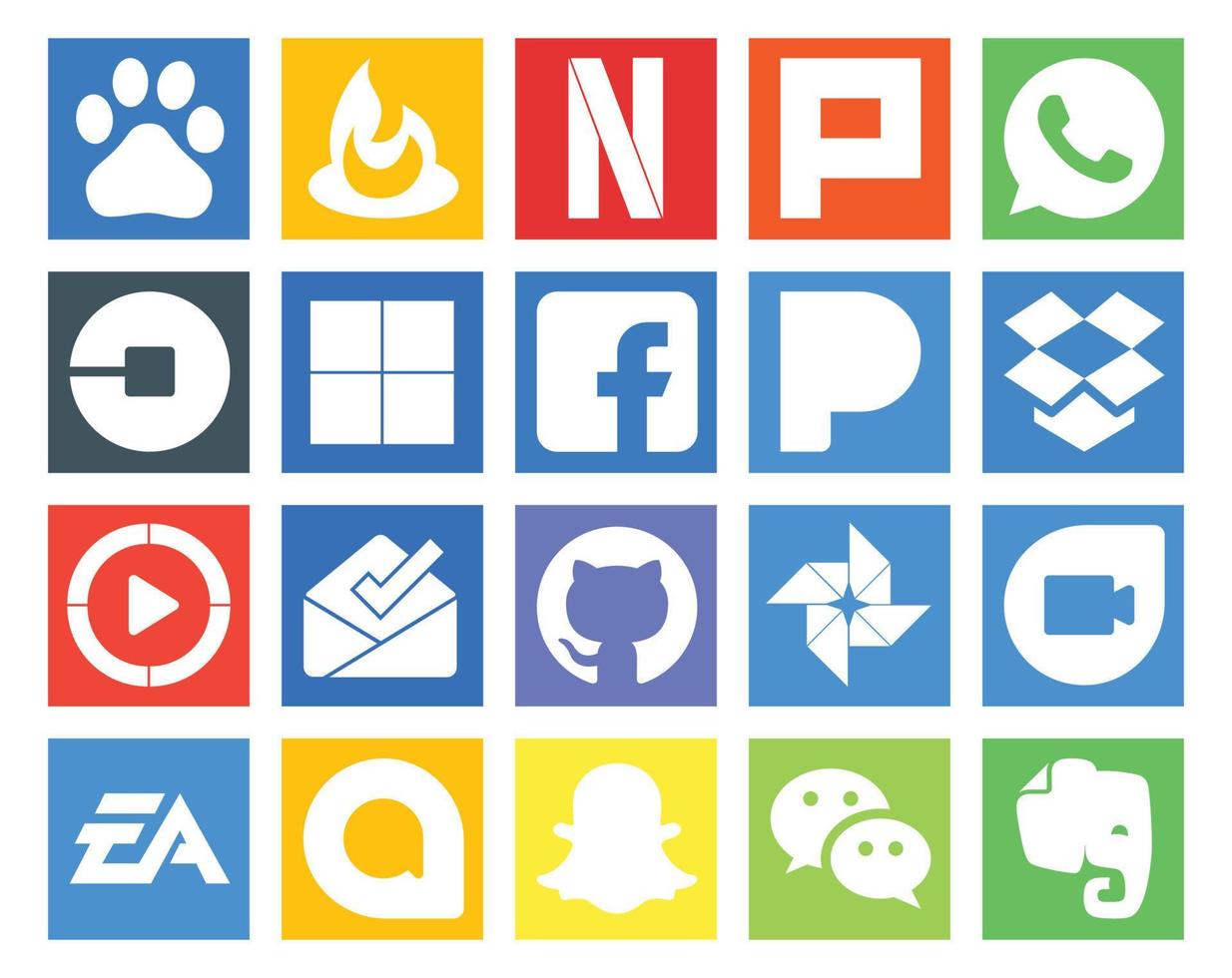 20 Social Media Icon Pack Including google duo github delicious inbox windows media player vector