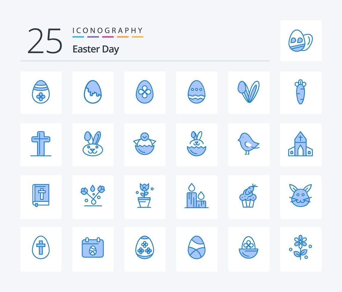 Easter 25 Blue Color icon pack including easter. easter. carrot. cross. celebration vector