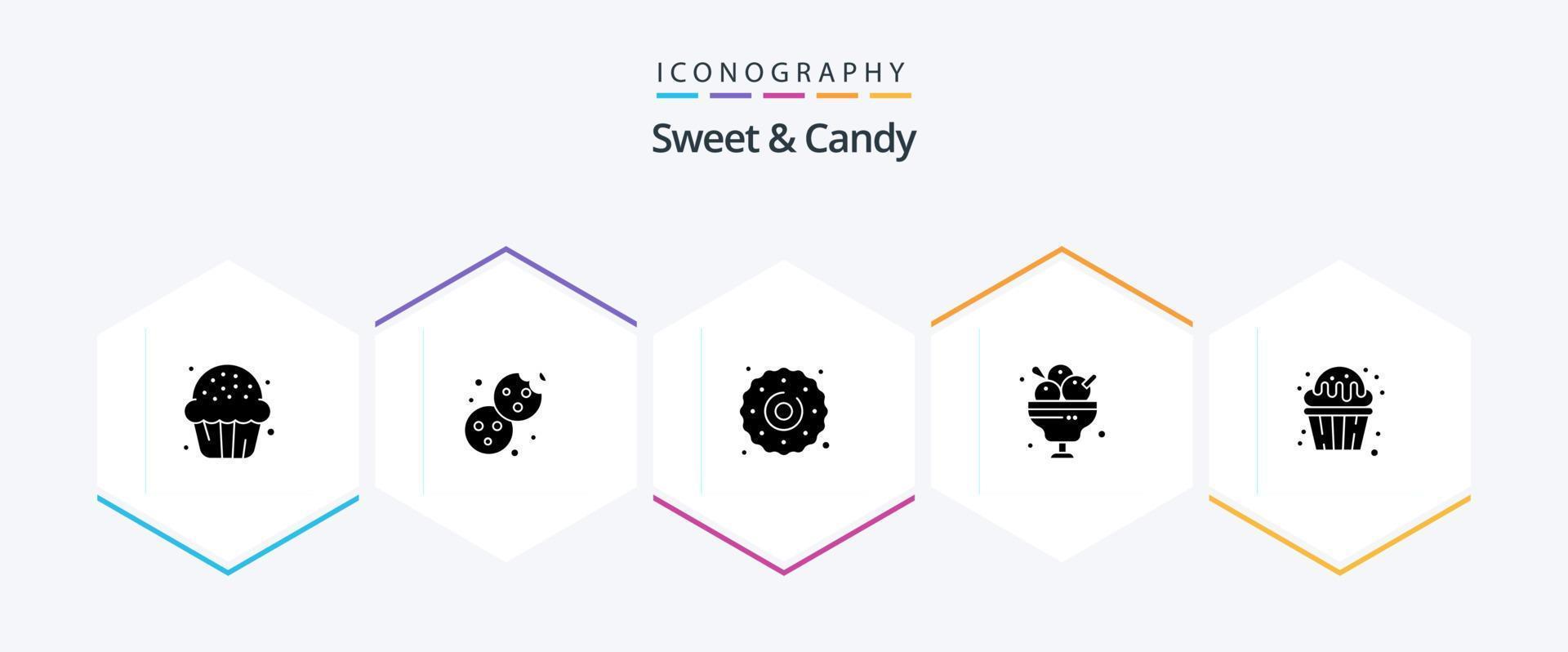 Sweet And Candy 25 Glyph icon pack including restaurant. food. food. dessert. sweets vector