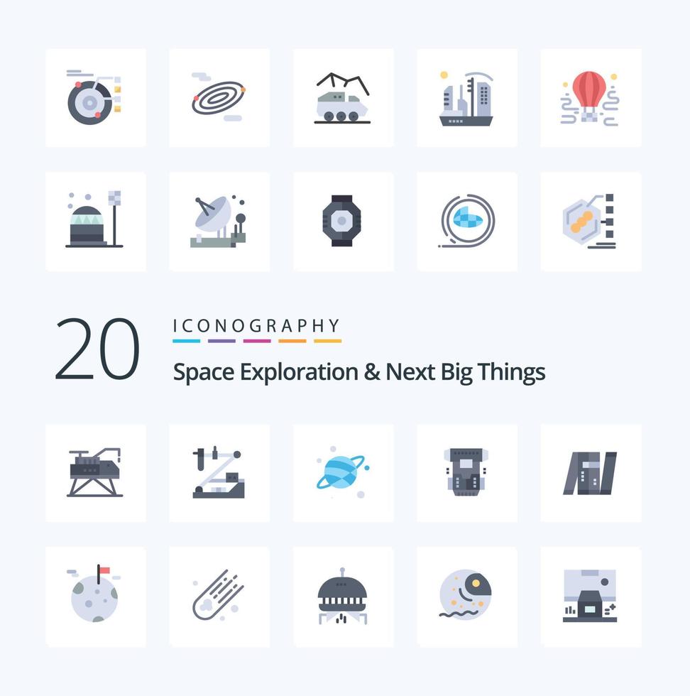 20 Space Exploration And Next Big Things Flat Color icon Pack like artificial cryonics research cryogenic box vector