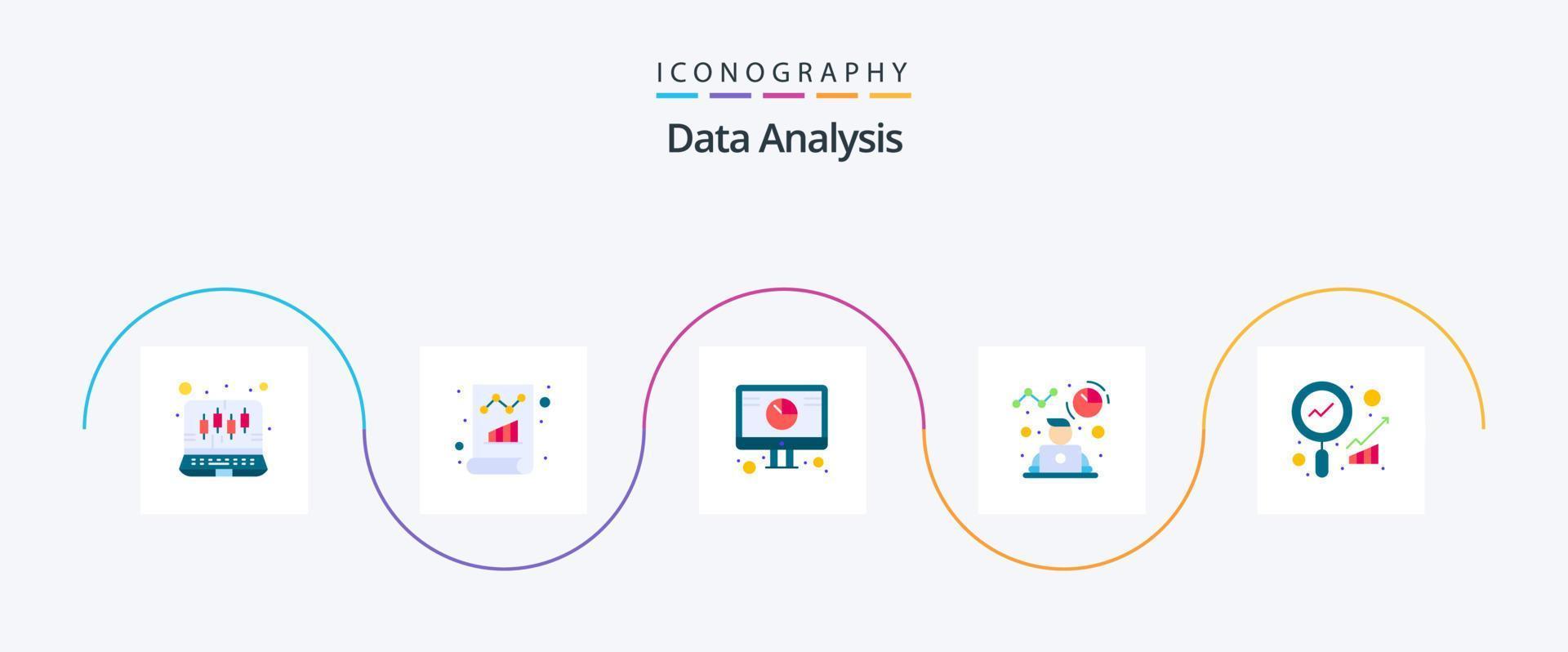 paquete de iconos de 5 planos de análisis de datos que incluye gráfico. perfil. informe. avatar. grafico vector