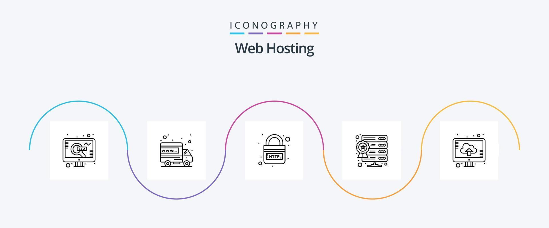 Web Hosting Line 5 Icon Pack Including cloud. star. domain. server. security vector