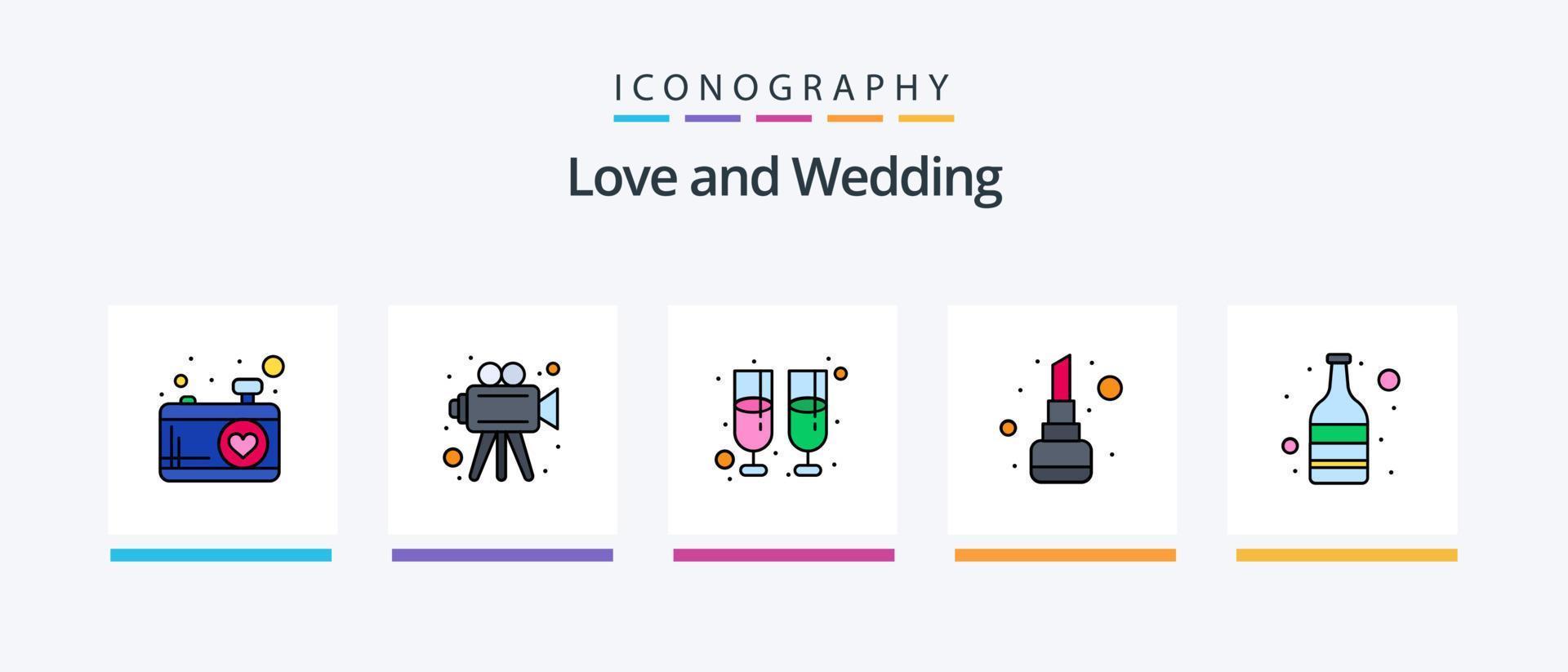 Wedding Line Filled 5 Icon Pack Including gender. romance. love. ring. hand. Creative Icons Design vector