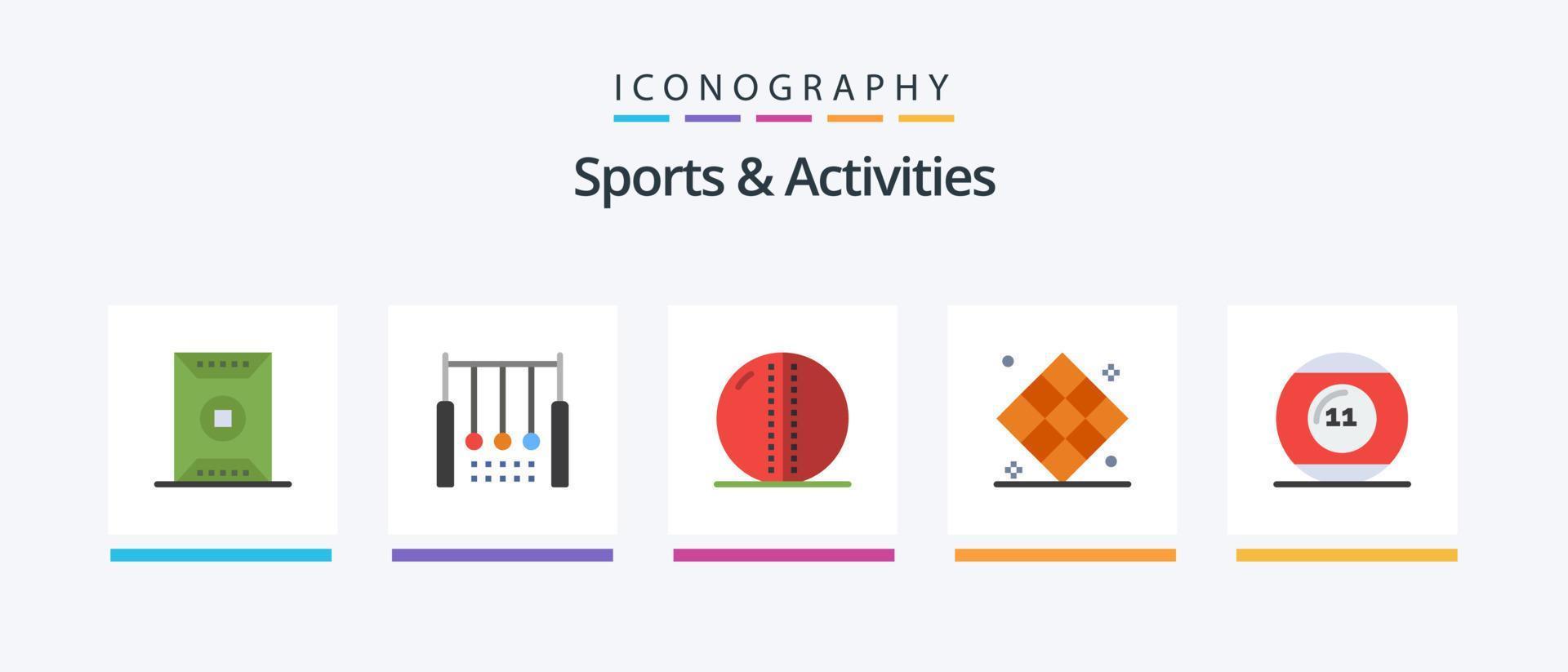 Paquete de 5 iconos planos de deportes y actividades que incluye juego. atletismo. anillo. pelota de deportes pelota de cuero diseño de iconos creativos vector