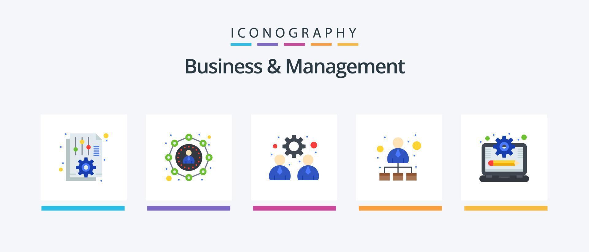 Business And Management Flat 5 Icon Pack Including laptop. hierarchy. user. hierarchical structure. work. Creative Icons Design vector