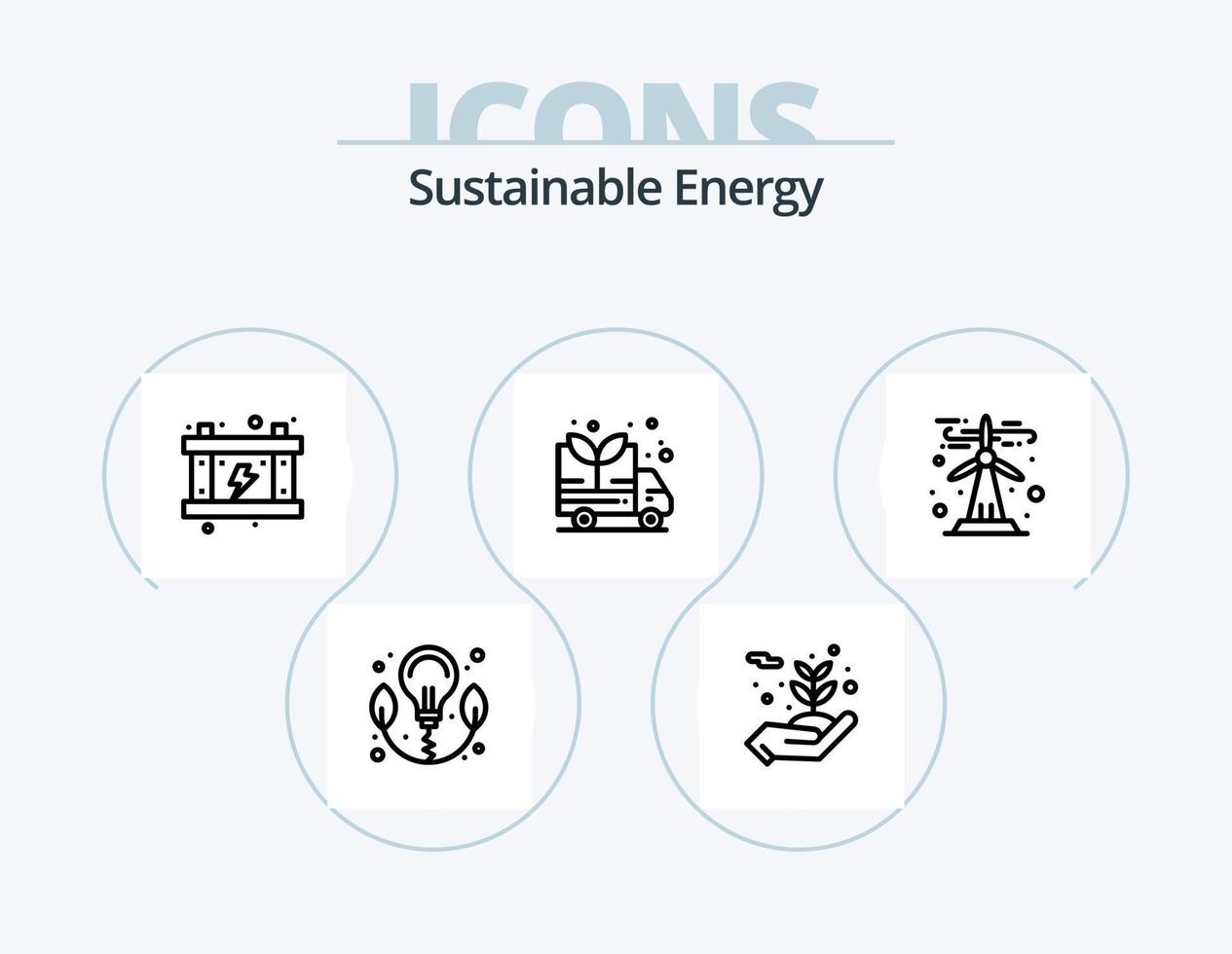 Sustainable Energy Line Icon Pack 5 Icon Design. adapter. solar. protecting. renewable. globe vector