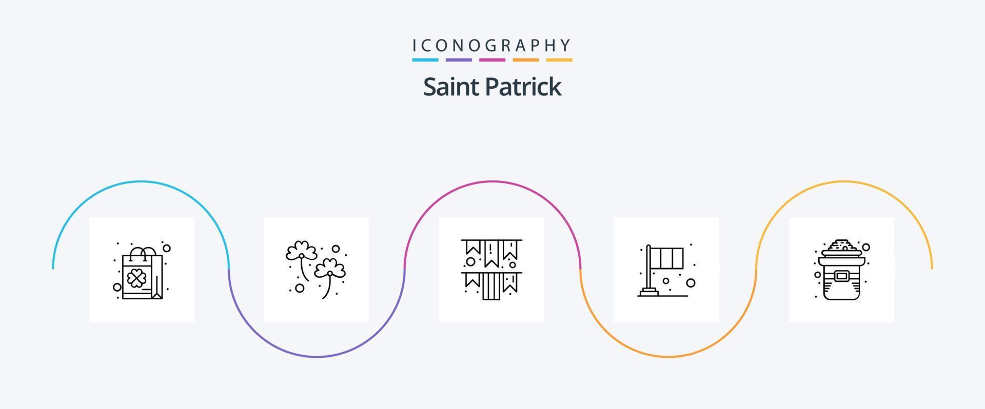Saint Patrick Line 5 Icon Pack Including patrick. flag. patrick. festival. irish day vector