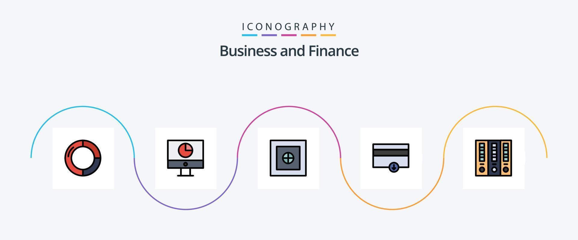 Finance Line Filled Flat 5 Icon Pack Including file folder. archive. payments. payment. finance vector