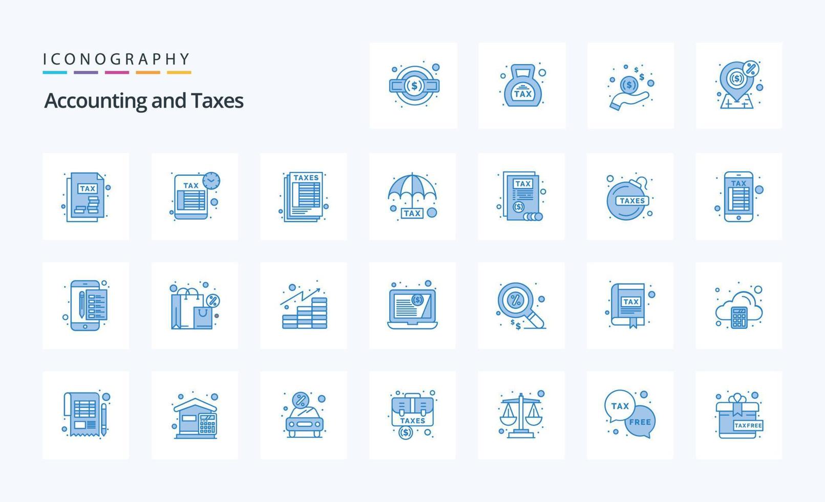 paquete de iconos azules de 25 impuestos vector