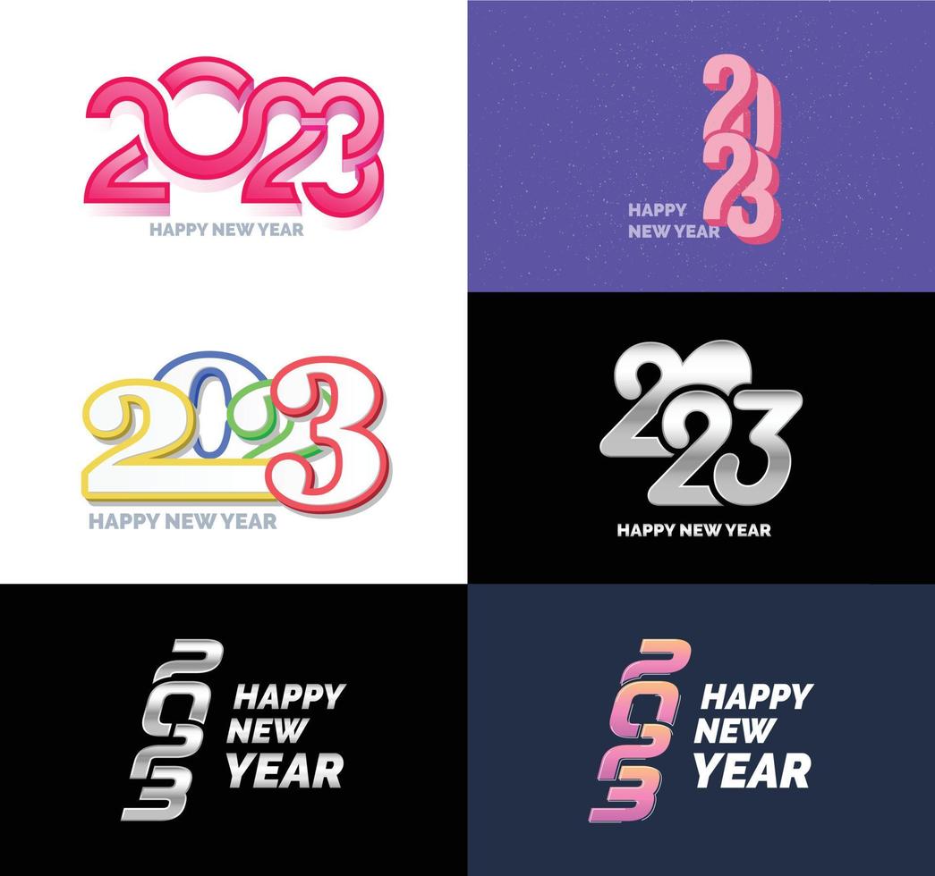 Big Collection of 2023 Happy New Year symbols Cover of business diary for 2023 with wishes vector