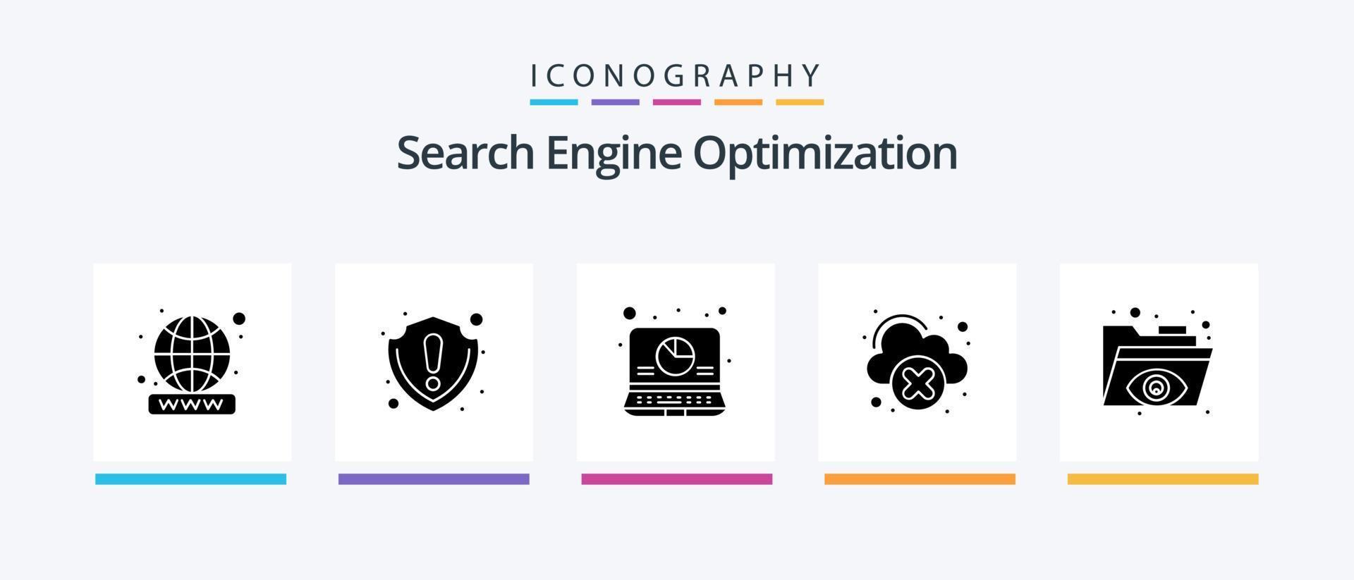 paquete de iconos seo glyph 5 que incluye el ojo. vista de ojo análisis. red en la nube. desconectado. diseño de iconos creativos vector