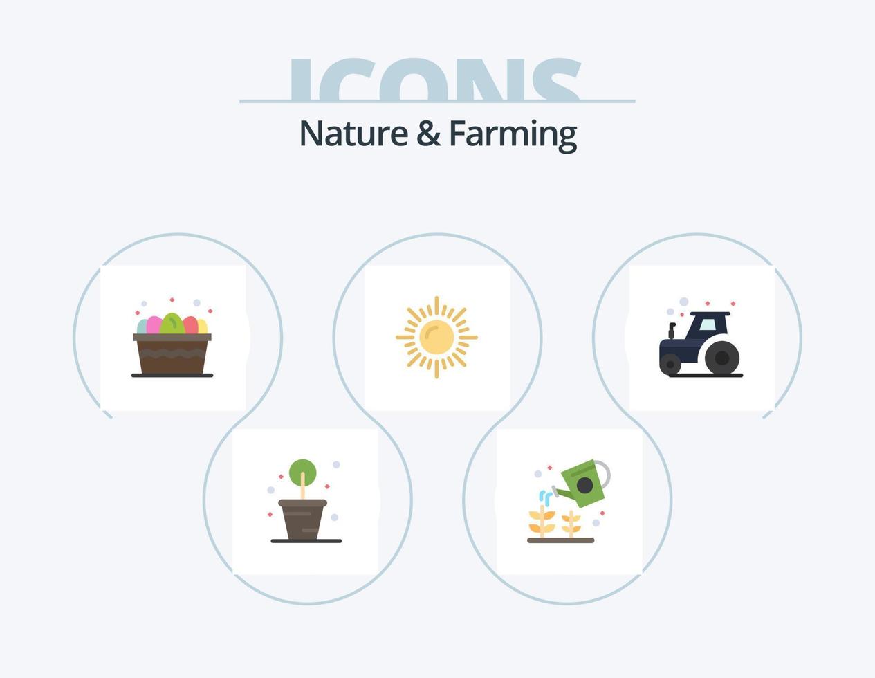 Nature And Farming Flat Icon Pack 5 Icon Design. tractor. farm. egg. agriculture. nature vector